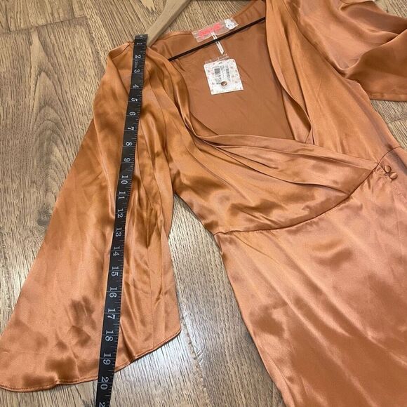 NWT Free People Strike a Pose Feminine Romantic Silk Dress Perpetual Sunset 0 - Picture 13 of 13